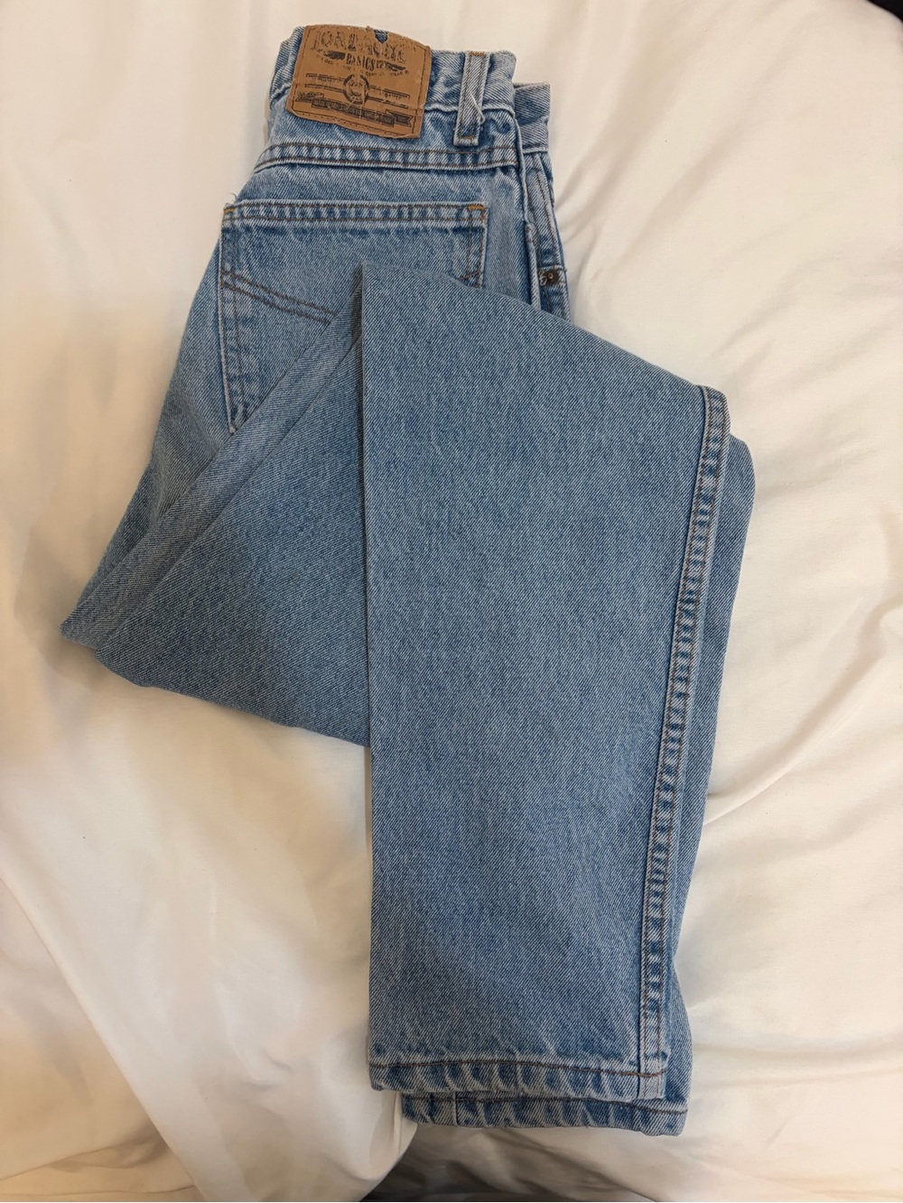 Jordache Light Blue Denim Jeans with Brown Leather Patch